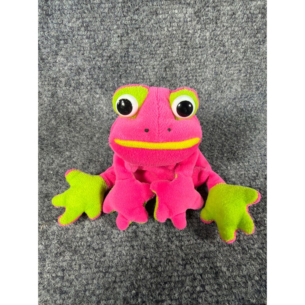 GMA Access Neon Pink Lime Green Frog Plush Bean Bag Stuffed Animal Toy 7 inch